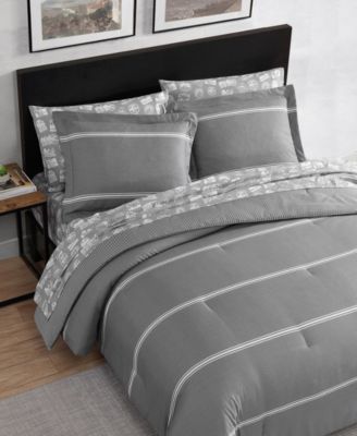 Chevron And Stripes Microfiber Reversible 5-Pc. Comforter Set, Twin