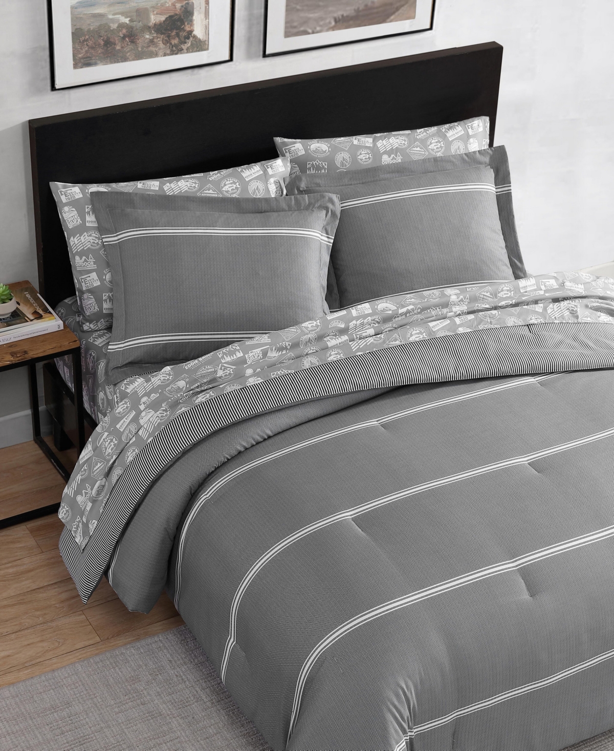 Eddie Bauer Chevron And Stripes Microfiber Reversible 5-Pc. Comforter Set, Twin