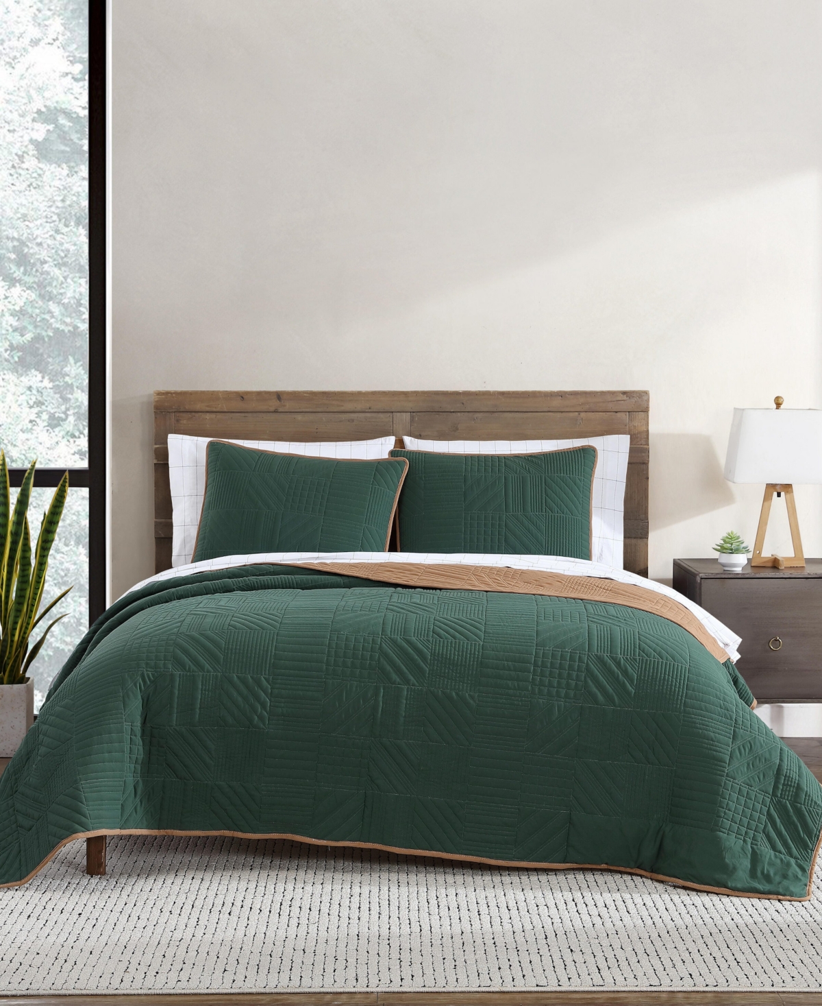 Eddie Bauer Solid Washed Microfiber Reversible 3-pc. Quilt Set, Full/queen In Multi