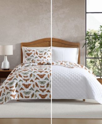 Wilford Butterfly Cotton Reversible 3-Pc. Quilt Set, King