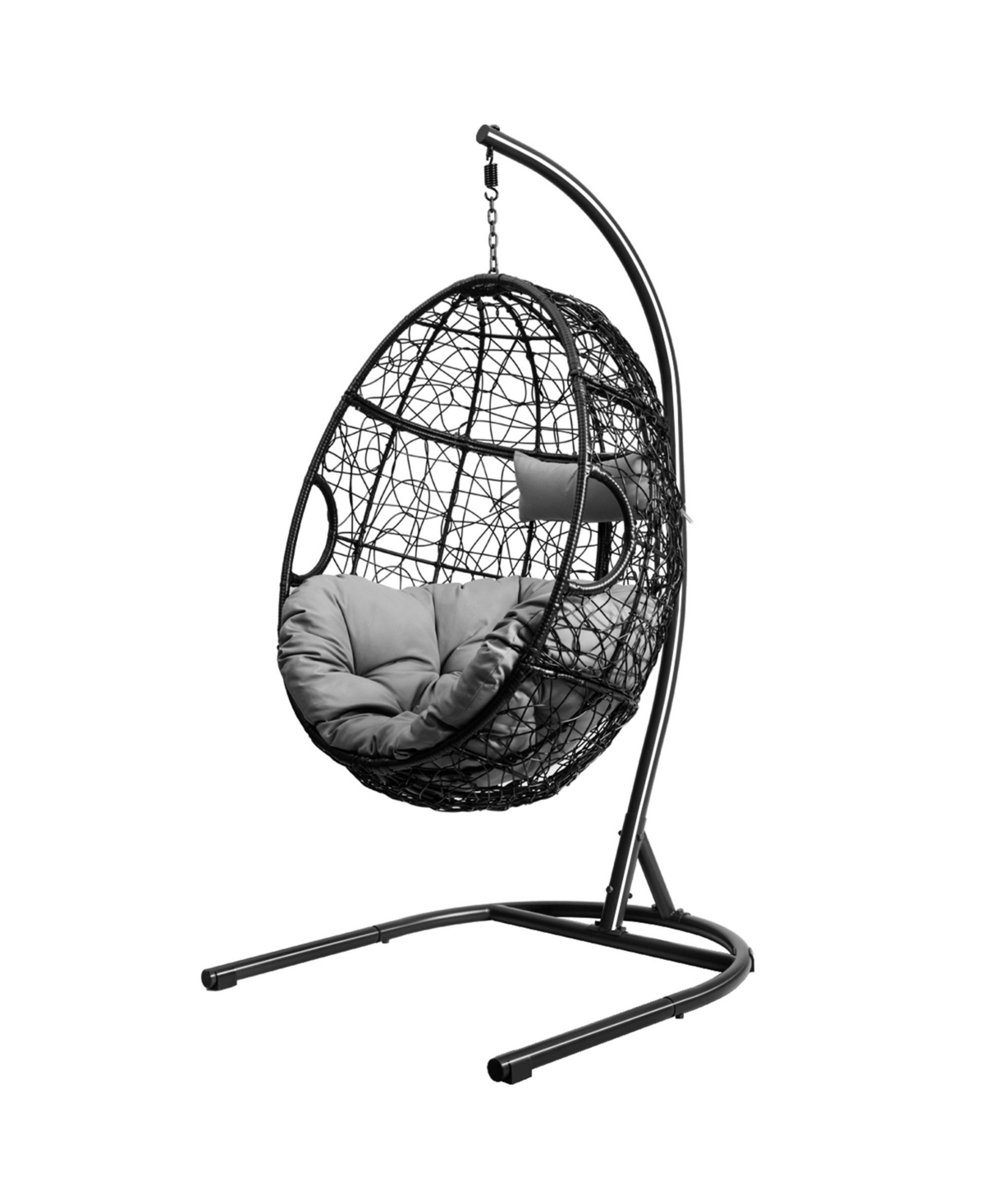 Gymax Hanging Hammock Chair Egg Swing Chair w/ Seat Cushion Pillow Stand