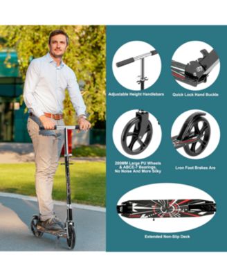 Folding Kick Scooter with 3 Adjustable Heights for Teens & Adults