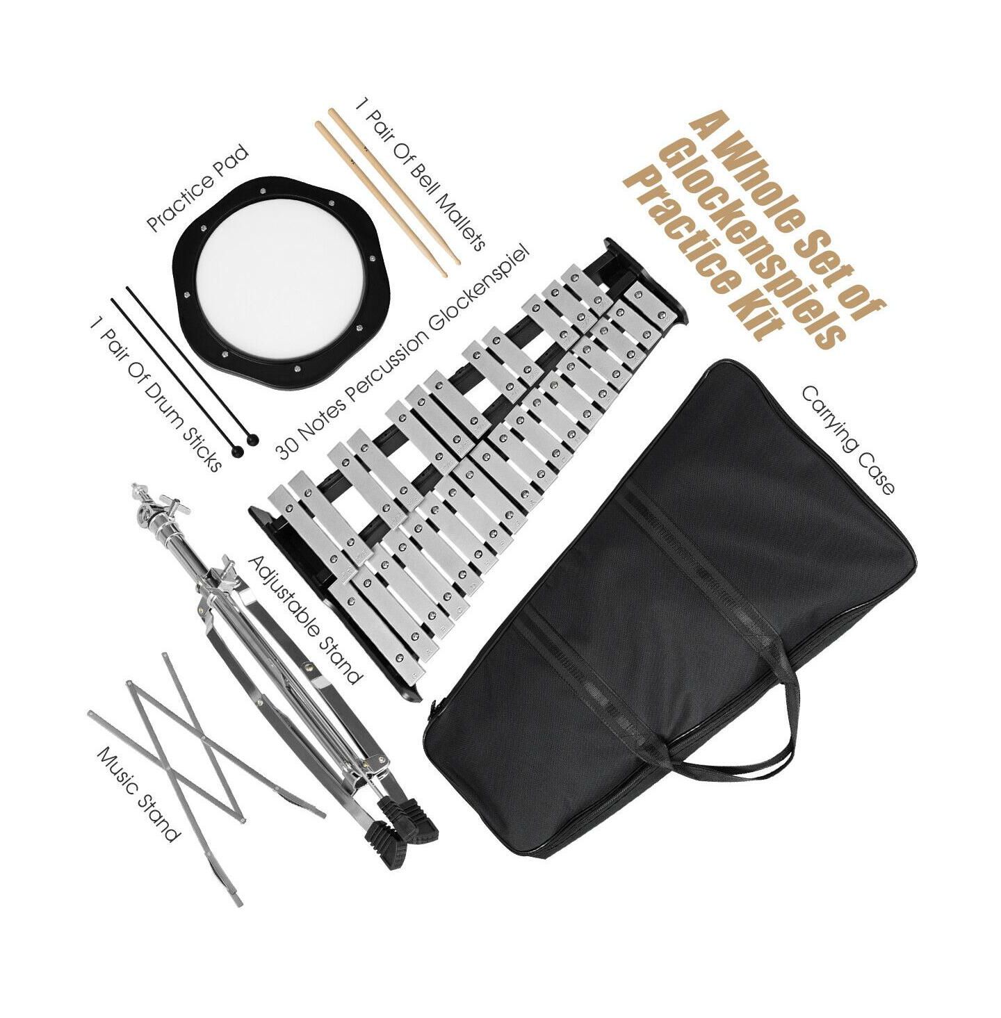 Детская игрушка Mecale 30 Notes Height-Adjustable Glockenspiel with Practice Pad, Ages 3+, цвет: Чёрный — фото 7