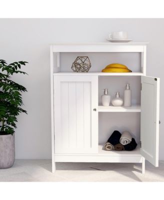Bathroom Storage Cabinet with Double Shutter Doors in White, Elegant & Functional