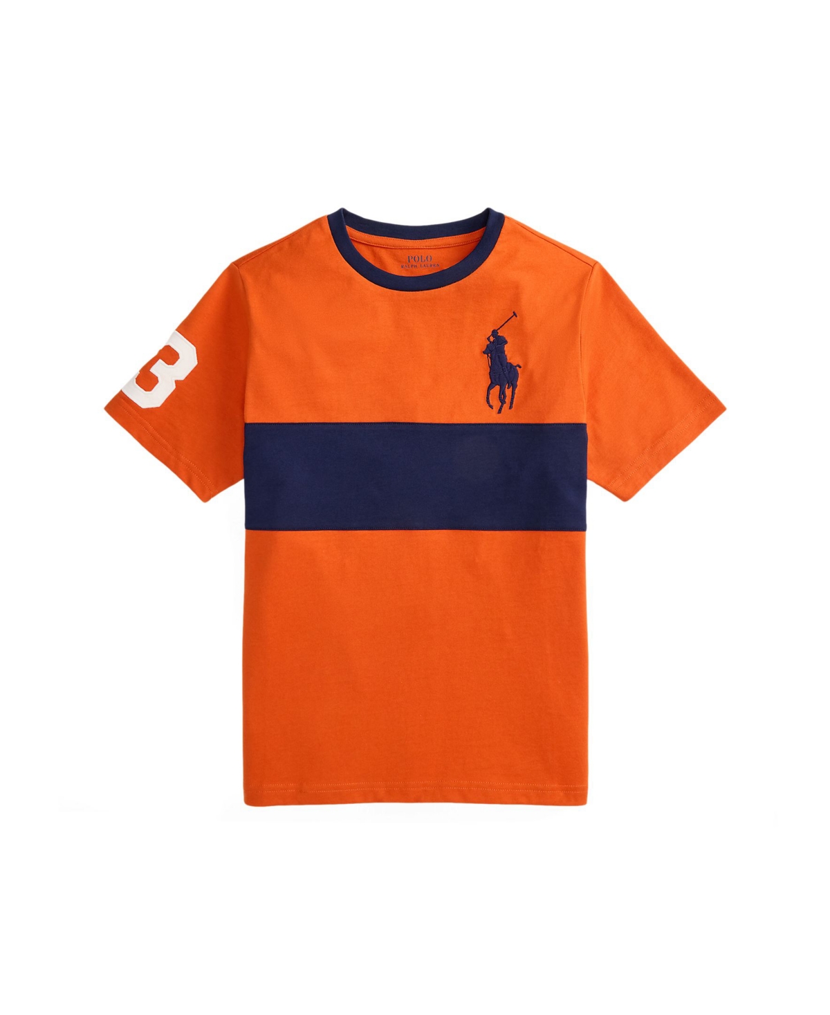 Polo Ralph Lauren Big Boys Big Pony Heavyweight Jersey T-Shirt - Orange, Navy