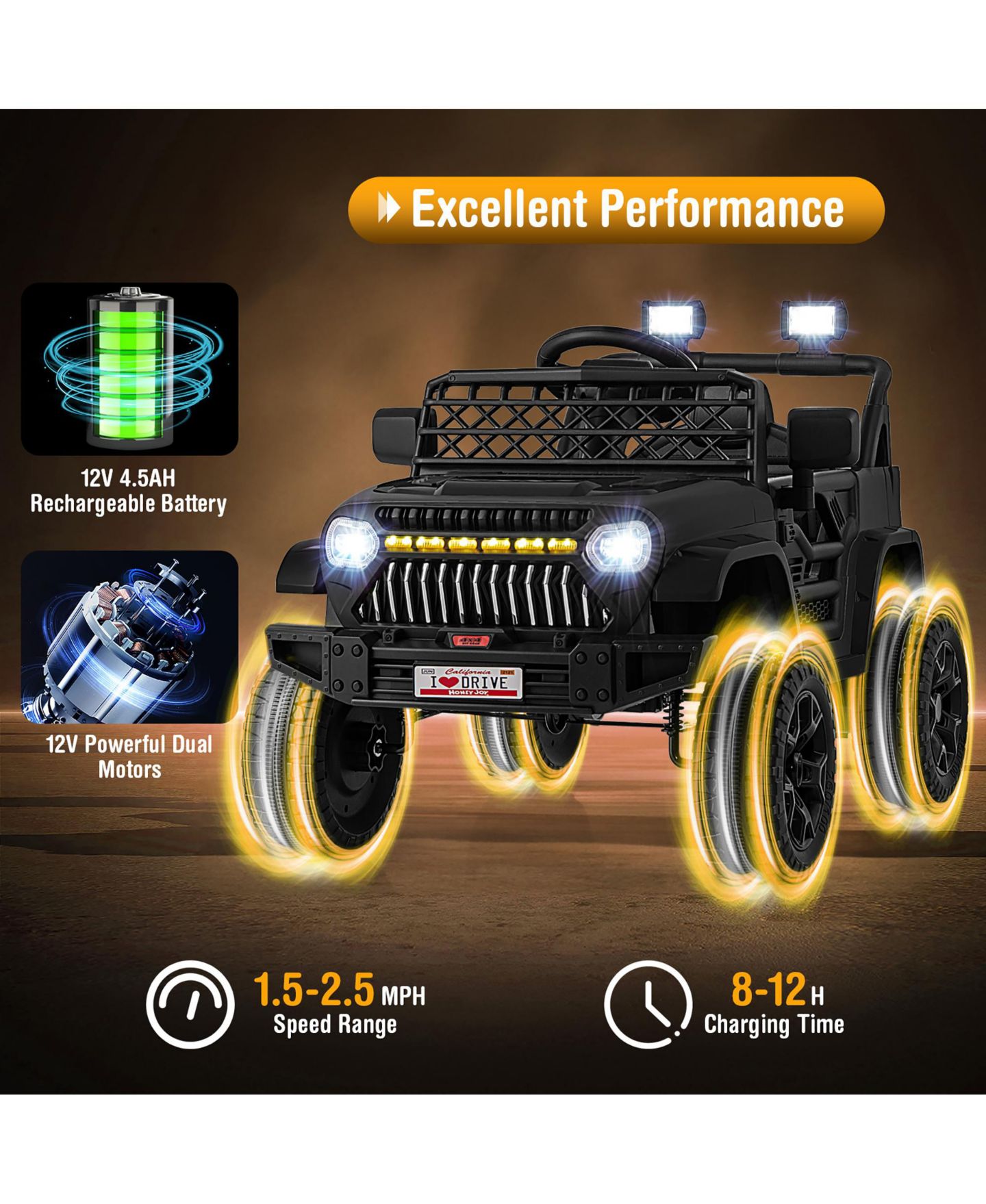 Детская игрушка Gymax 12V Battery-Powered Remote-Control Ride-On Truck, 66 lbs, Ages 3+, цвет: Чёрный — фото 6