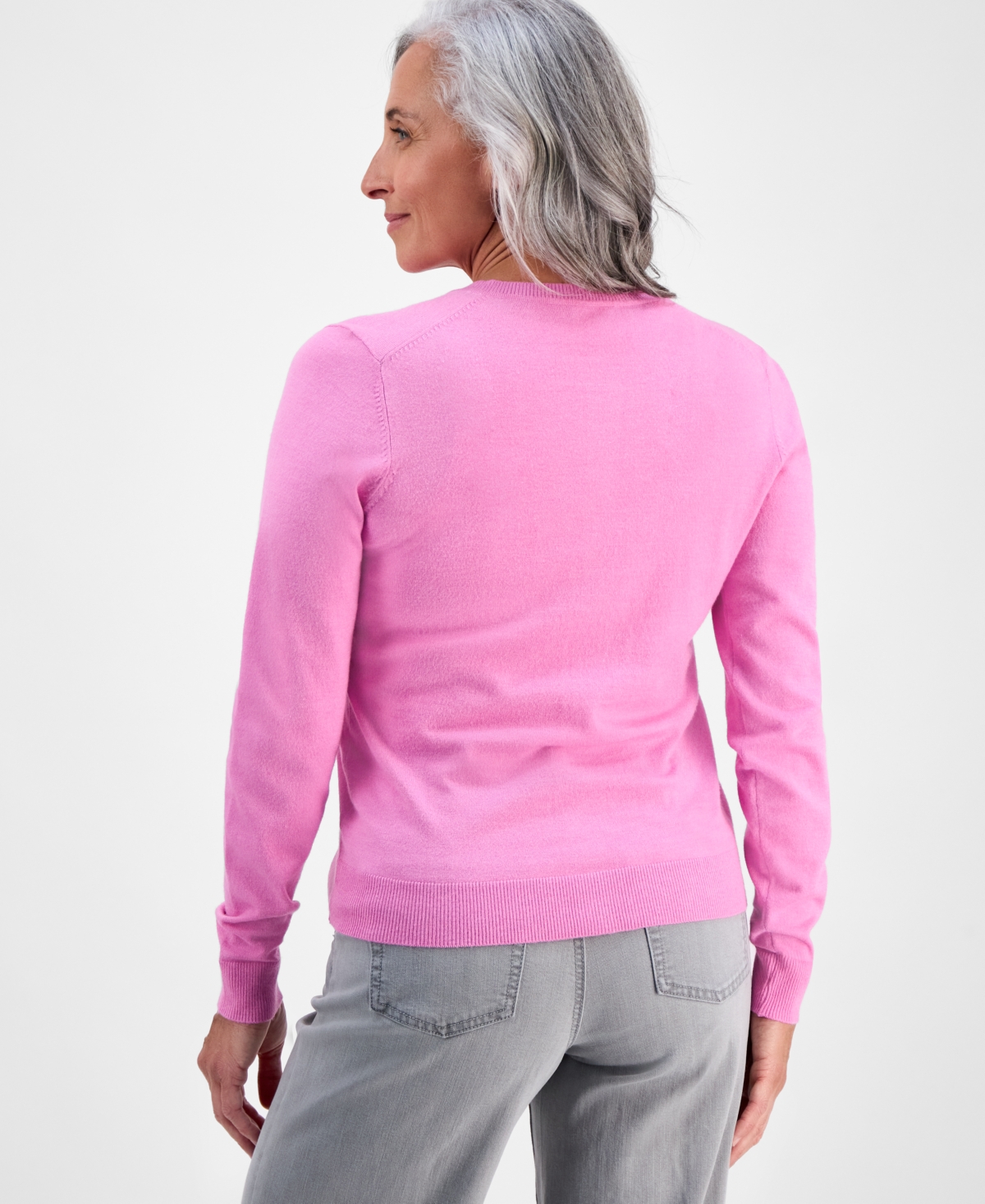Style & Co Petite Crewneck Cardigan, Macy's Exclusive In Pink