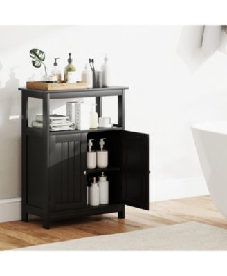 Bathroom Floor Cabinet Freestanding Storage Organizer with Open Compartment