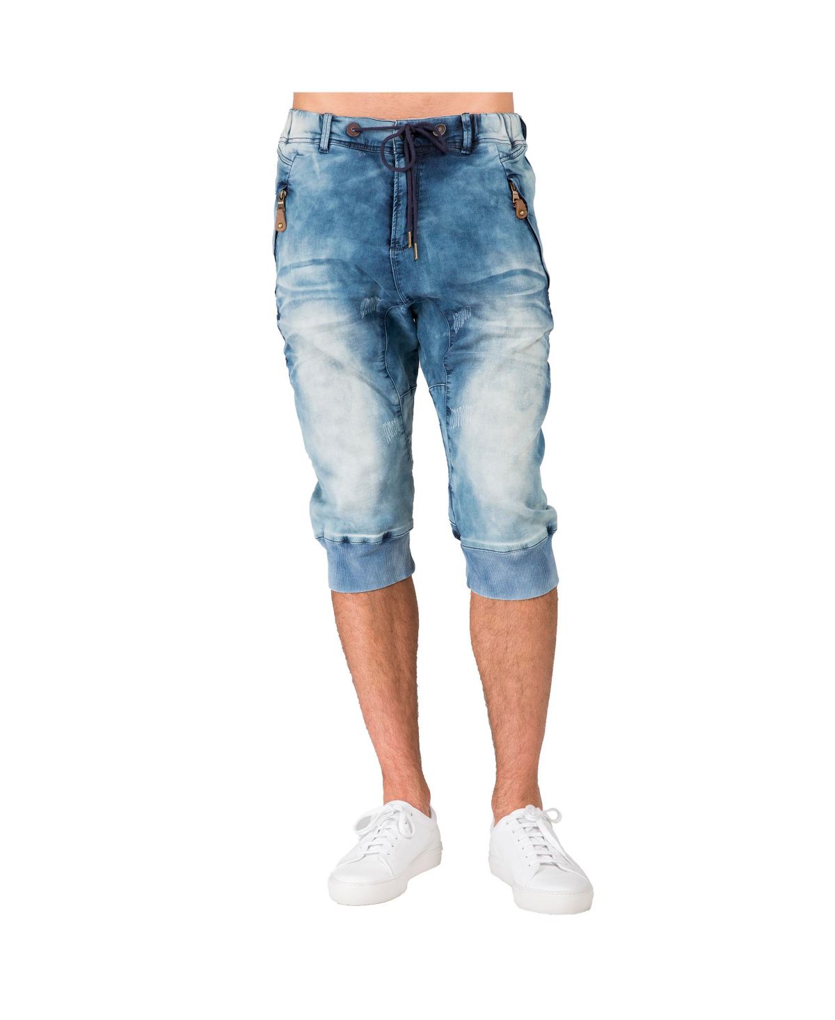 Мужские трикотажные джинсовые шорты-капри для бега трусцой премиум-класса