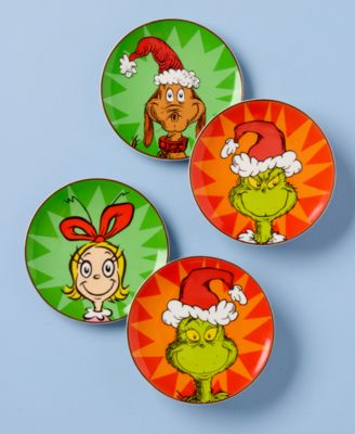 Merry Grinchmas Tidbit Plates, Set of 4