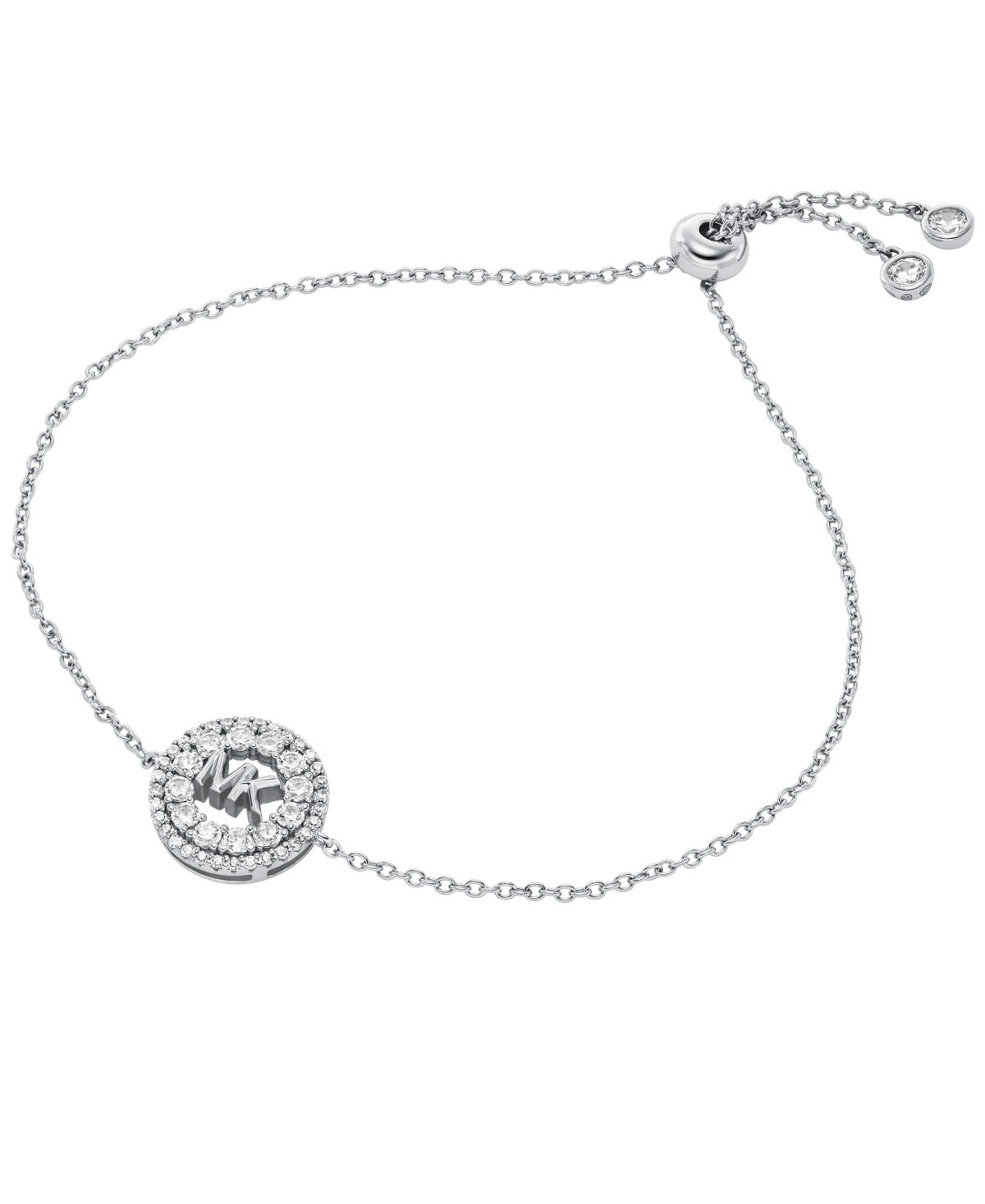 Michael Kors Sterling Silver Logo Slider Bracelet In Silver