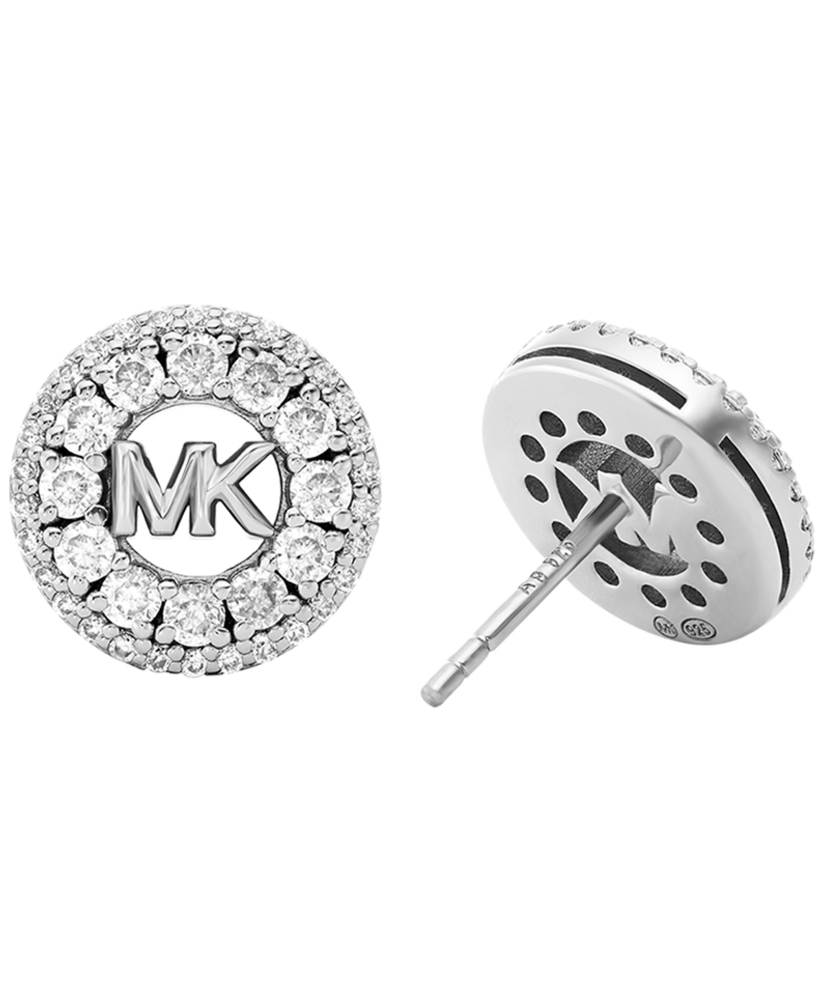 Michael Kors Cubic Zirconia Logo Stud Earrings In Metallic