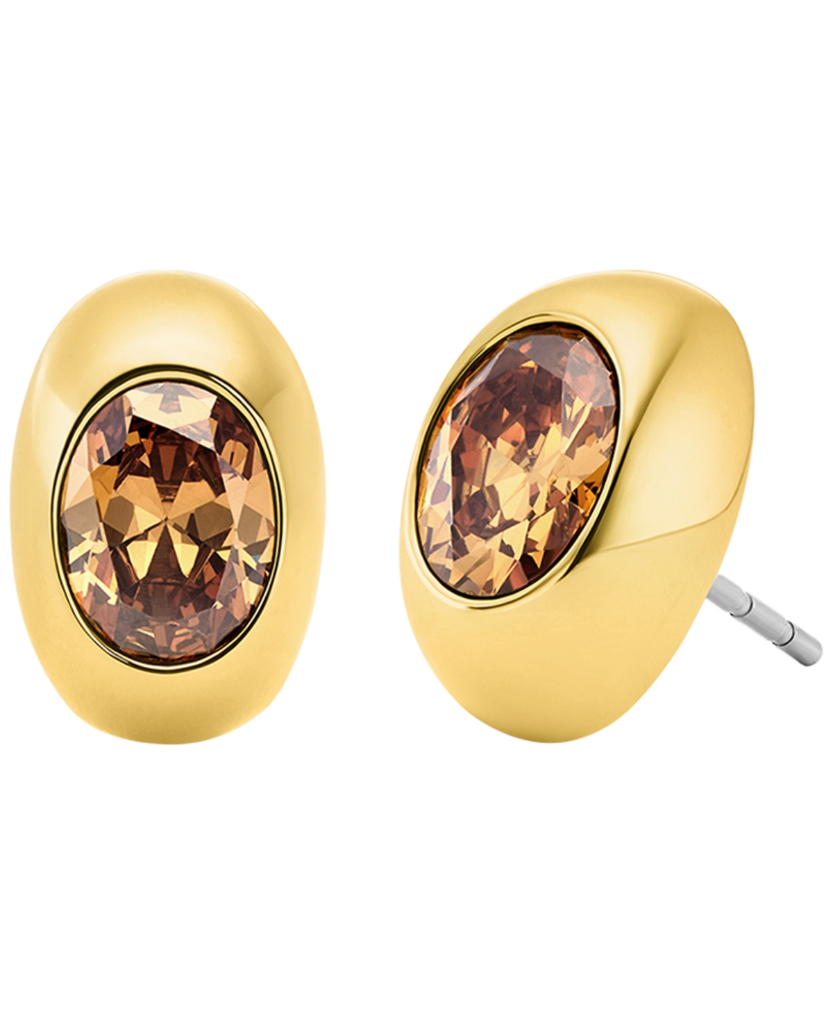 Michael Kors Gold-tone Oval Stone Stud Earrings In Gold