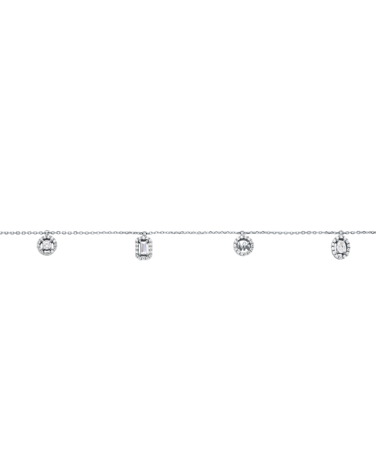Michael Kors Rhodium-plated Sterling Silver Multi Stone Necklace In Silver