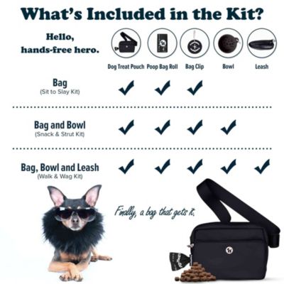 Walk Star Kit: 3-in-1 Dog Walk Bag & Bowl plus Matching 270 Refill Dog Poop Bags