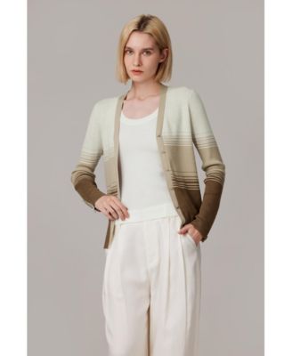 Women's Lurex Wool Cardigan | Metallic Button Up V Neck Sweater | Ultra Soft Ribbed Shimmer Knit | Machine Washable Cardigan Sweaters