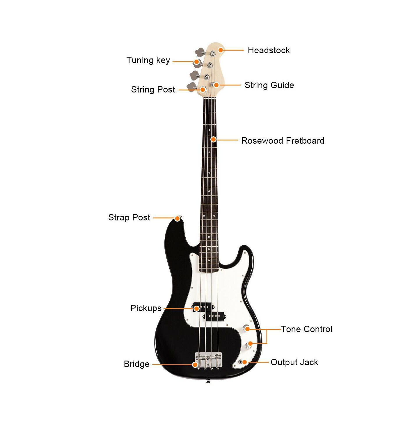 Детская игрушка Mecale 4-String Ready-to-Play Electric Bass Guitar, цвет: Чёрный — фото 2