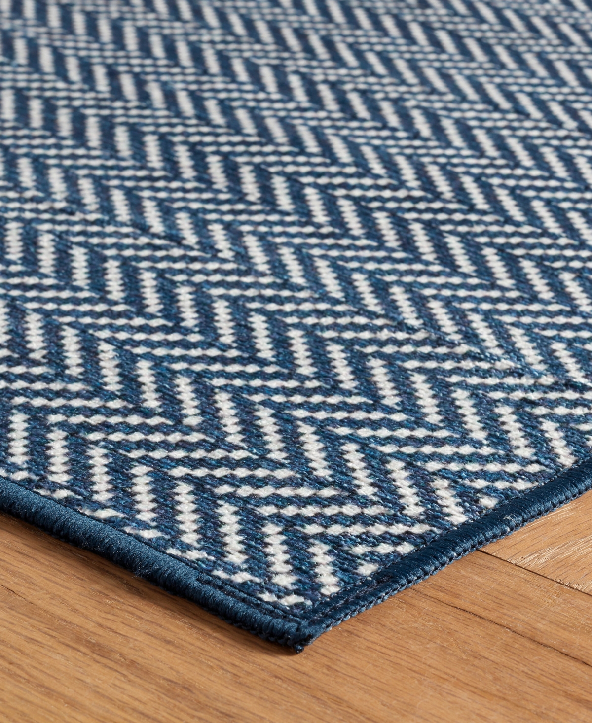 Dash And Albert Rugs By Annie Selke Herringbone Machine Washable Da2039 6'x9' Area Rug In Blue