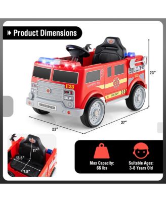 Kids Ride on Fire Truck 12V Battery Powered Electric Vehicle w/ 3 Speeds