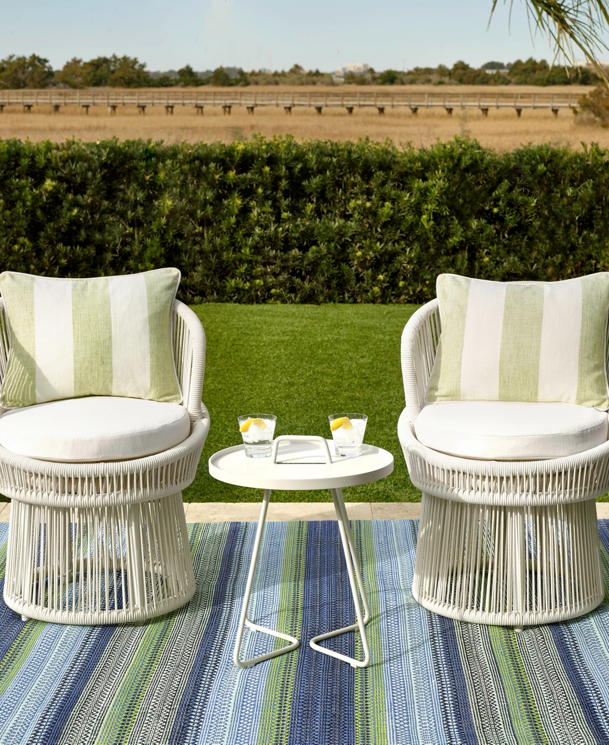 Dash and Albert Rugs by Annie Selke Fiesta Stripe Indoor/Outdoor DA662 6'x9' Area Rug