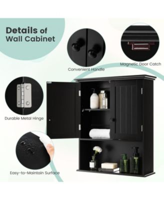 2-Door Wall Mount Bathroom Storage Cabinet with Open Shelf