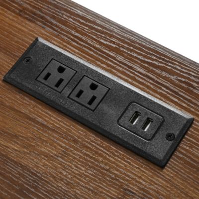 53.7" Rolling Kitchen Cart with Barn Doors, Drop Leaf, Power Outlet and Spice Rack (No Stools)