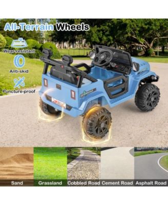 12V Kids Ride on Truck Car w/ Remote Control Threaded Wheels 3 Speeds LED Lights