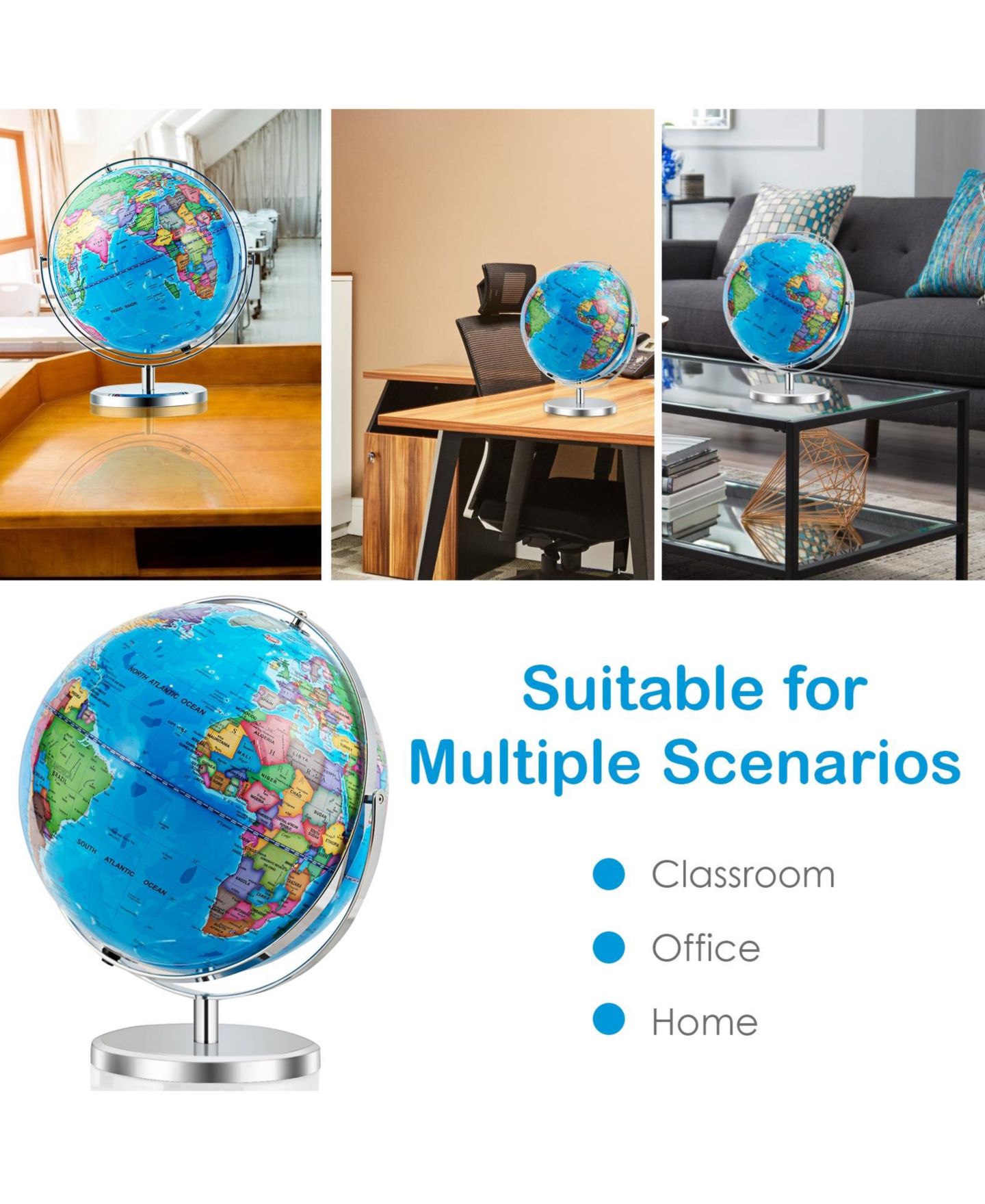 Детская игрушка Mecale 13" Illuminated 720° Rotating Geography Globe, Ages 5+, цвет: Синий — фото 4
