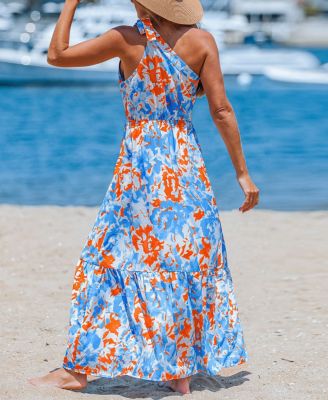 Women's Cerulean Waltz Floral Maxi Beach Dress