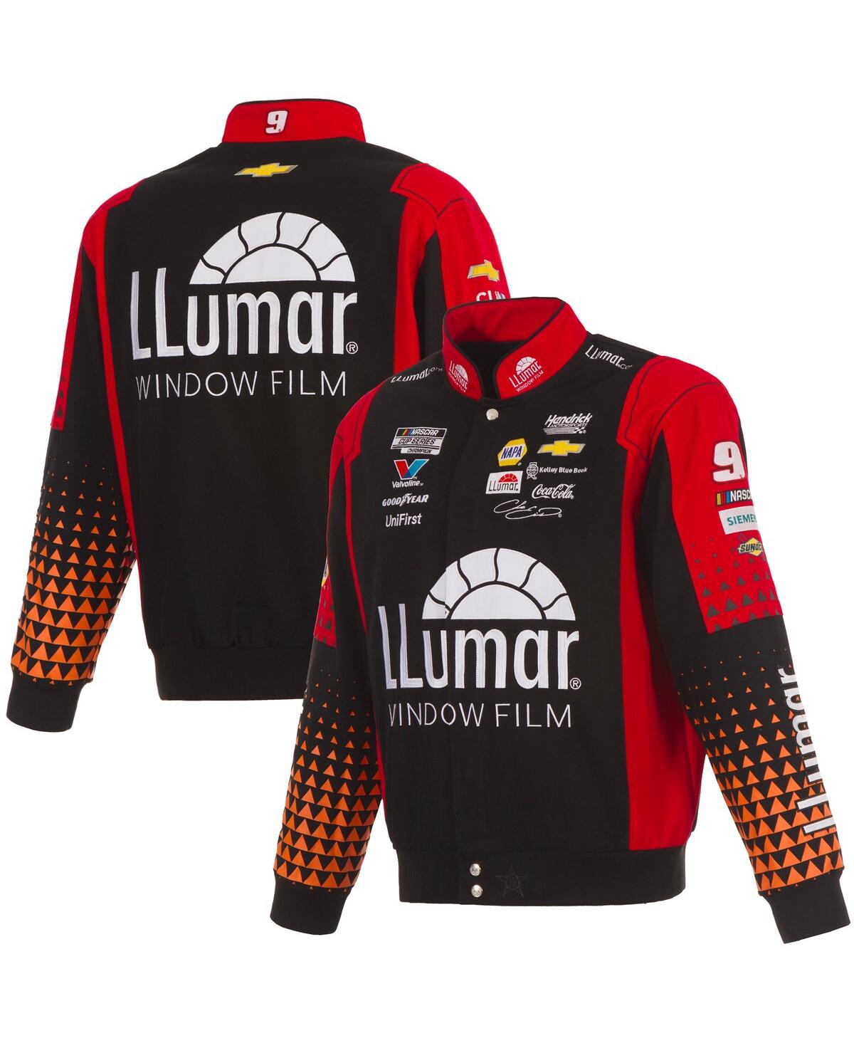 Men's Black/Red Chase Elliott Llumar Full-Snap Twill Uniform Jacket - Black, Red