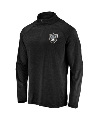 Men's Black Las Vegas Raiders Striated Primary Logo Raglan Quarter-Zip Pullover Jacket