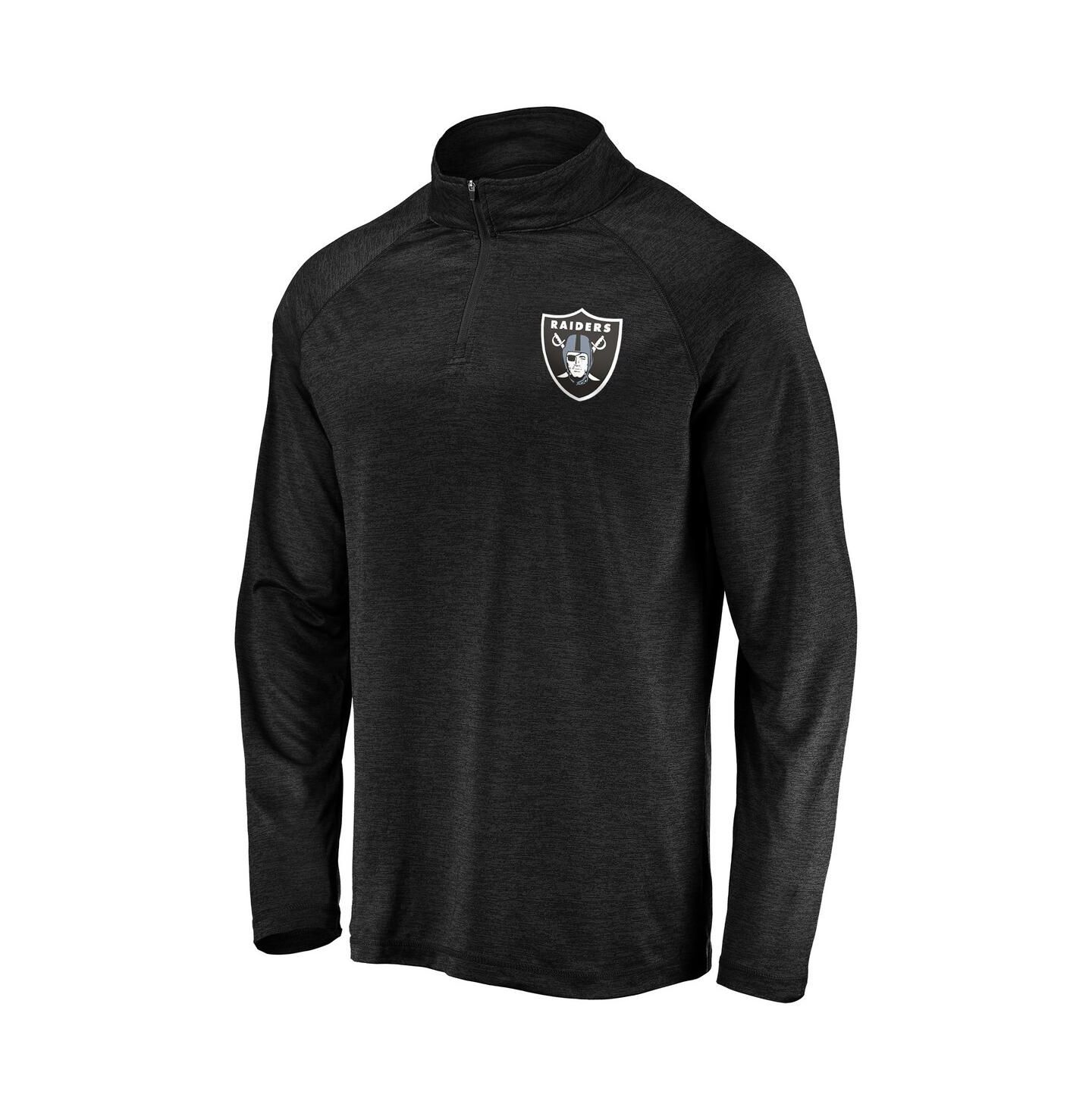 Мужская куртка Fanatics Black Las Vegas Raiders Striated Primary Logo Raglan Quarter-Zip Pullover — фото 2