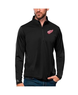Antigua - Men's Black Detroit Red Wings Tribute Quarter-Zip Pullover Sweatshirt