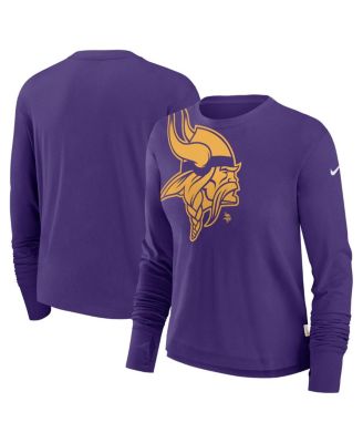 Nike - Women's Purple Minnesota Vikings Large Shoulder Logo Cropped Long Sleeve Fashion T-Shirt
