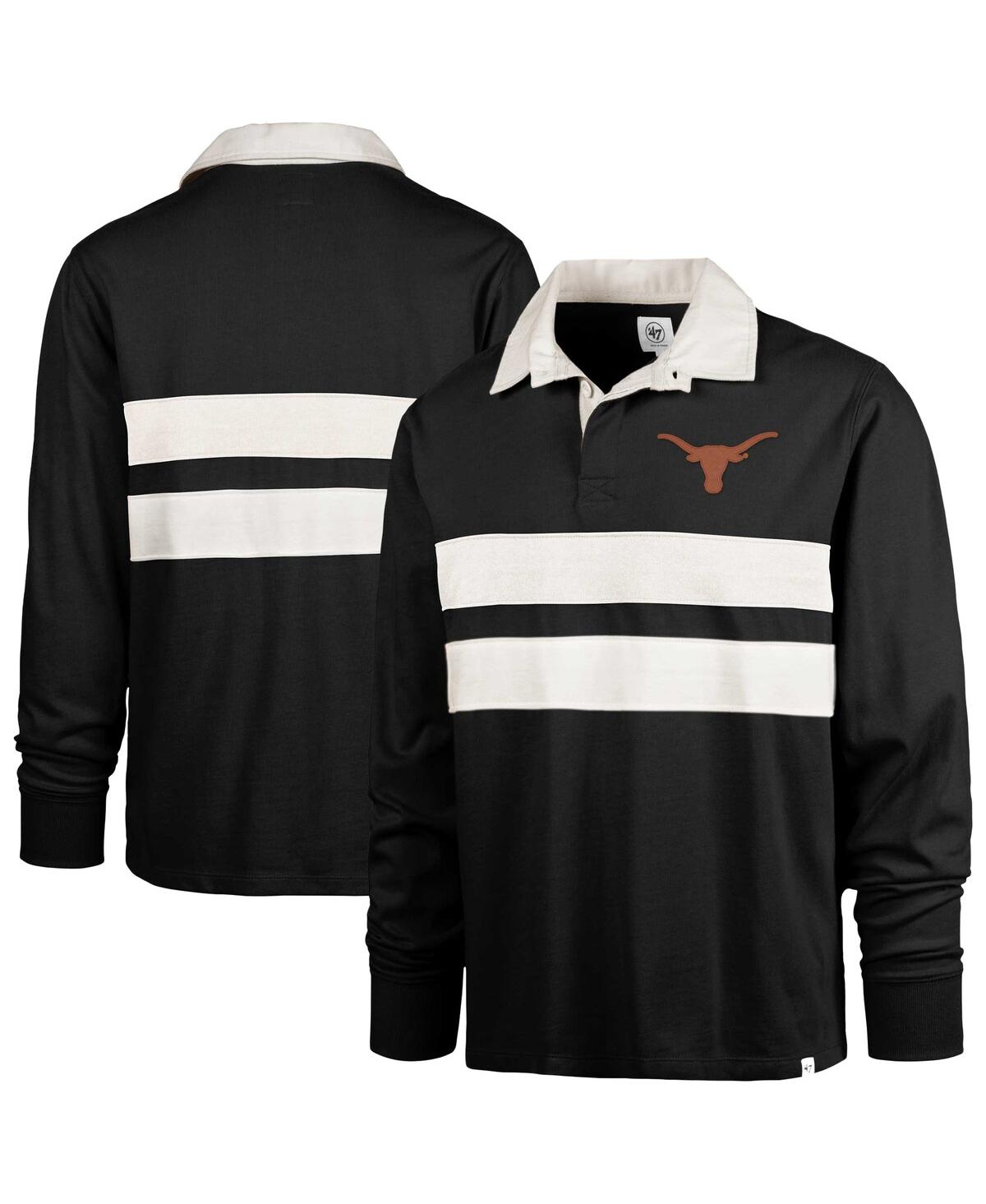 Men's Black Texas Longhorns Clubhouse Knox Thames Long Sleeve Rugby Polo Shirt - Black