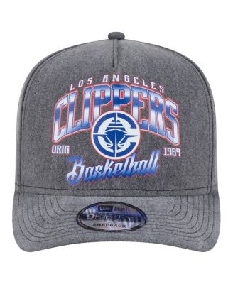 Men's Charcoal LA Clippers Throwback Washed Pre-Curved 9FIFTY Snapback Hat