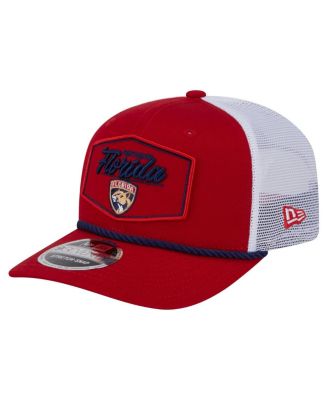 New Era - Men's Red/White Florida Panthers Team Patch Basic 9SEVENTY Adjustable Trucker Hat