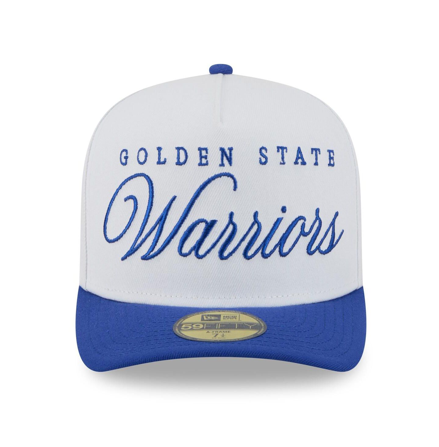 Мужская кепка New Era White/Royal Golden State Warriors 2025 NBA Draft A-Frame 59FIFTY Fitted Hat — фото 2