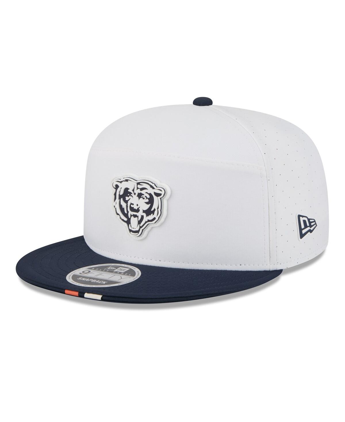 New Era Men's White/navy Chicago Bears 2025 Nfl Training Camp Split Panel 9fifty Snapback Hat