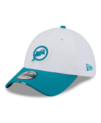 New Era - Men's White/Aqua Miami Dolphins 2025 NFL Training Camp Throwback Logo 39THIRTY Flex Hat