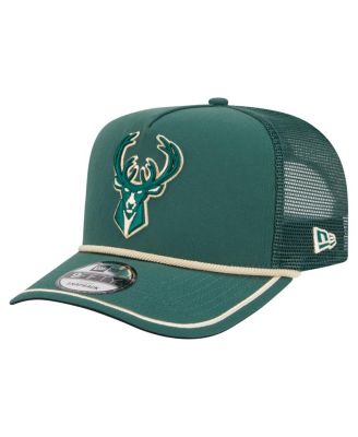 Men's Hunter Green Milwaukee Bucks Vintage Team Rope A-Frame 9FIFTY Snapback Hat