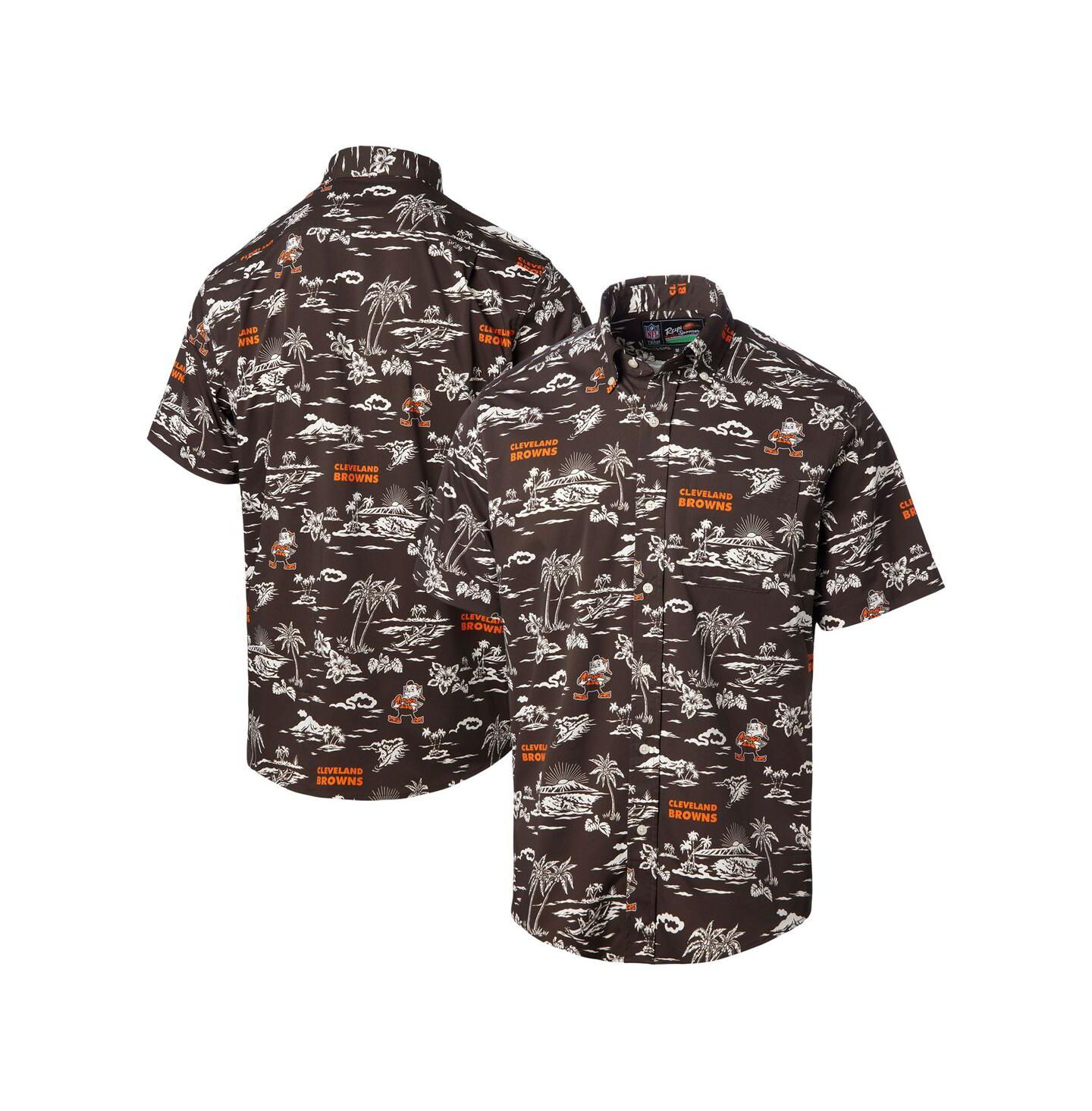 Мужская рубашка Reyn Spooner Brown Cleveland Browns Throwback Kekai Print Button-Up — фото 1