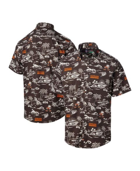 Мужская рубашка Reyn Spooner Brown Cleveland Browns Throwback Kekai Print Button-Up