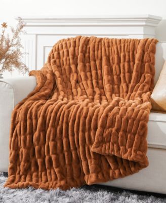 Luxurious Reversible Rabbit Faux Fur Throw, 50" x 60"