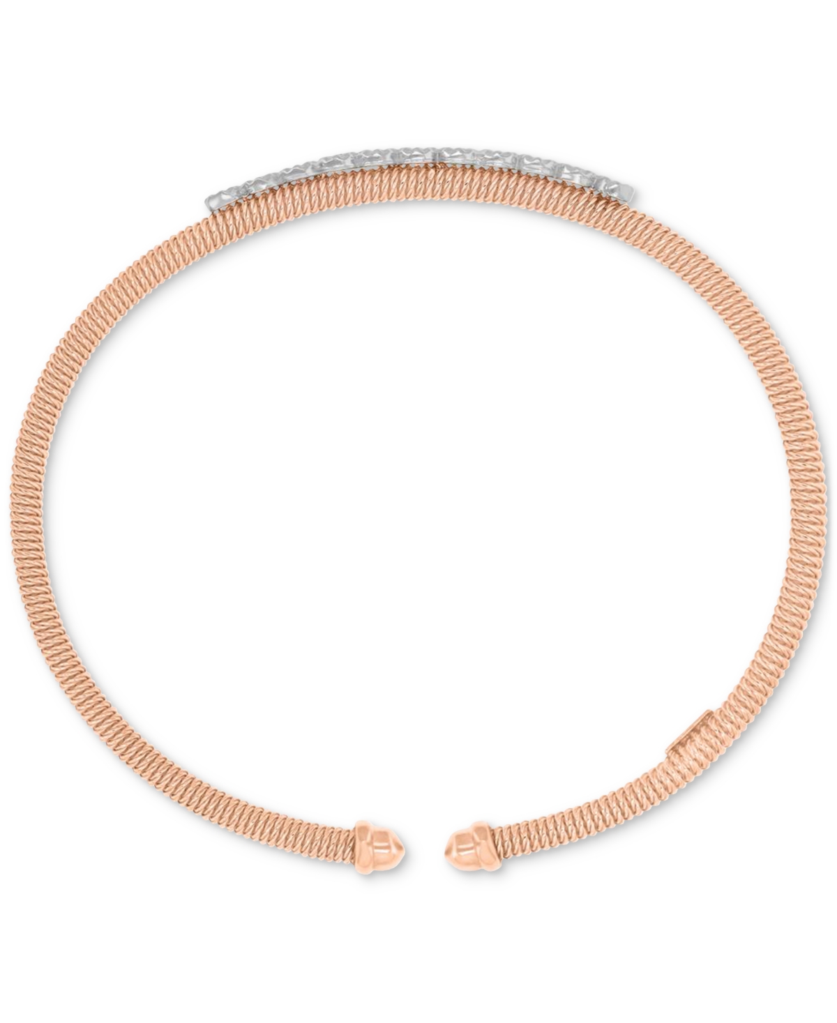 Macy's Round-cut Cubic Zirconia Mesh Cuff Bracelet In Sterling Silver Or 14k Gold Or 14k Rose Gold Over Ste In Gold
