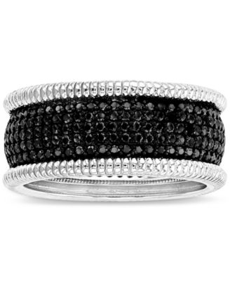 Macy's - Black Spinel Multirow Cluster Ring (1-7/8 ct. t.w.) in Sterling Silver