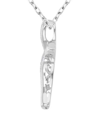 Cubic Zirconia Cross 18" Pendant Necklace in Sterling Silver