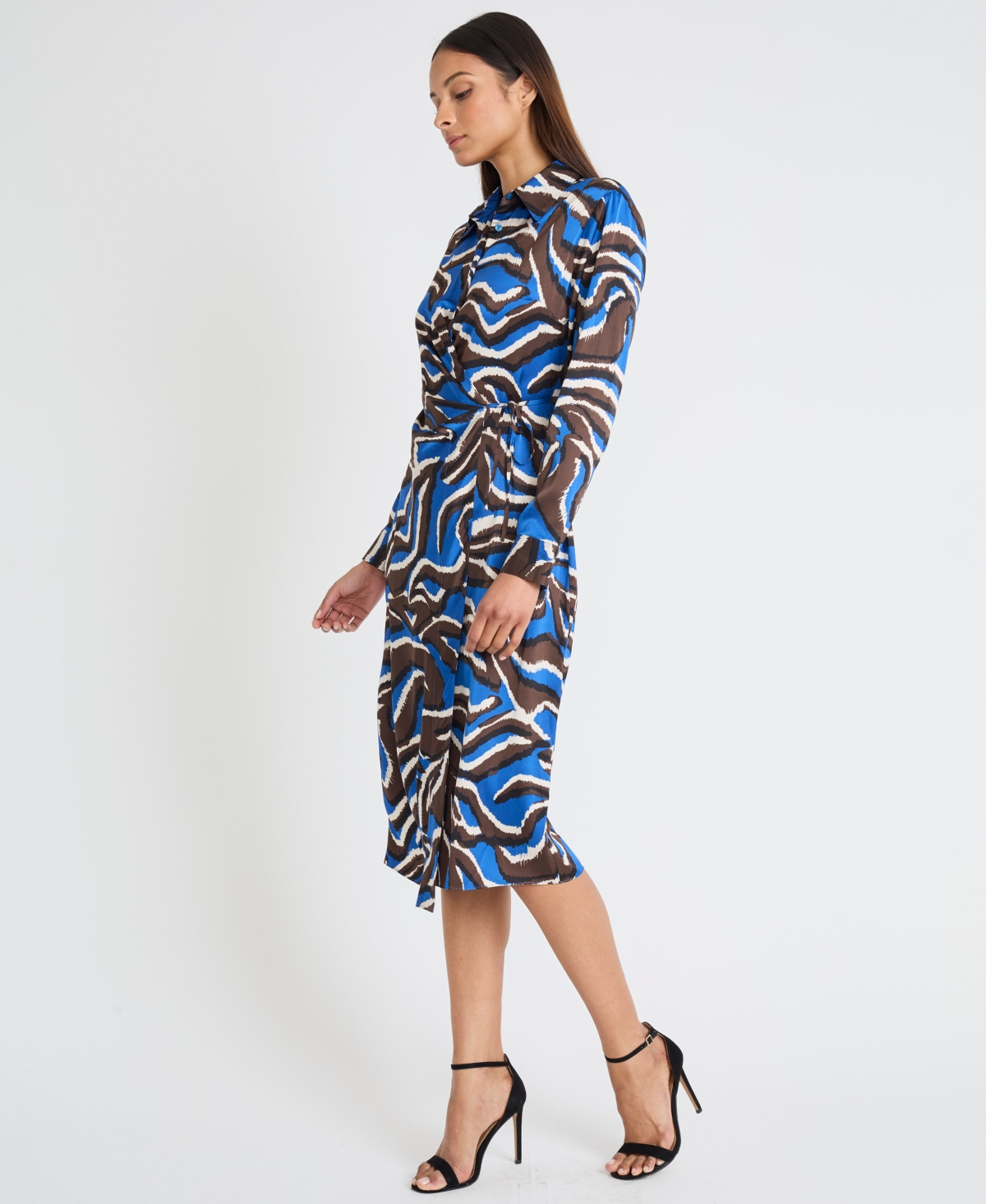 Donna Morgan Women's Collared Chiffon Shirtdress In Blue