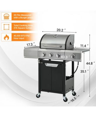 3 Burner 40,500 BTU Stainless Steel Barbecue Gas Grill with Side Burner