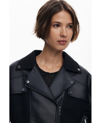 Women's Combined faux leather jacket